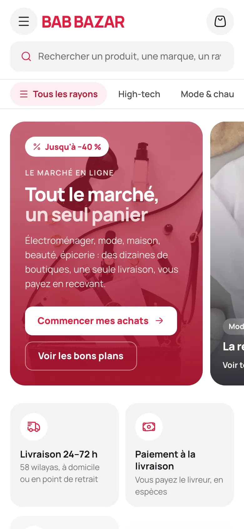 Démo du thème Bazar sur mobile