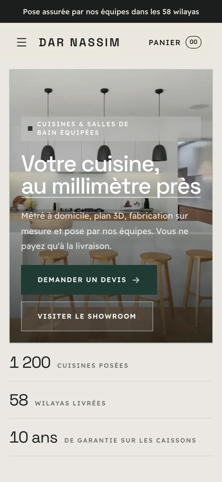 Démo du thème Zellige sur mobile